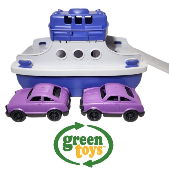 NEW Green Toys Ferry Boat Bath Tub Toys Water Toy with Cars Purple White Toy NEW - Picture 1 of 10